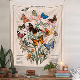 Lofaris Colorful Butterfly Floral Beige Tapestry For Dorm